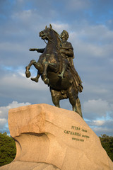 Fototapeta premium The vonument to Peter the Great closeup august afternoon. Saint Petersburg