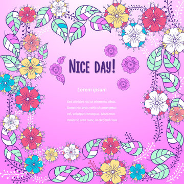 Vector flower pattern. Seamless botanic texture, detailed flowers illustrations. Floral pattern in doodle style, spring floral background