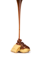 Chocolate pouring on cereal pillows