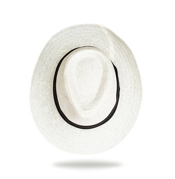 White Hat Top View Isolated On White Background And Clipping Pat