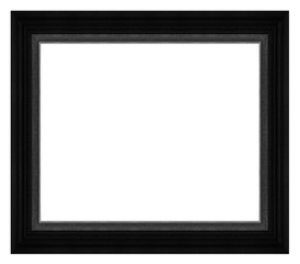 Antique picture wood black frame isolated on white background, t