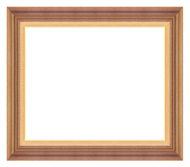Antique picture wood frame isolated on white background, tracery
