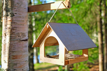 wooden bird feeder