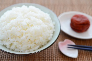 一膳のご飯と梅干