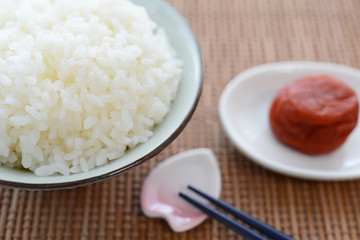 一膳のご飯と梅干