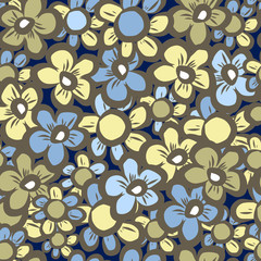 Floral pattern in doodle style, spring floral background