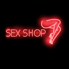Neon sign, vector illustration - sex shop - obrazy, fototapety, plakaty