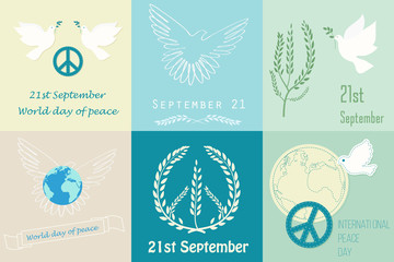 International Day of Peace design symbols. Poster template logo.