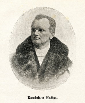 Matīss Kaudzīte (1848-1926), latvian writer, teacher and public figure (from book "Baltijas Westnescha diwdesmitpeecu ...", 1893) 