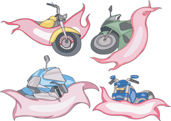 Set of motorbike templates with ribbons