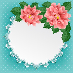 Vintage floral card with lace doily