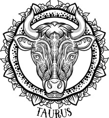 Detailed Taurus in aztec style