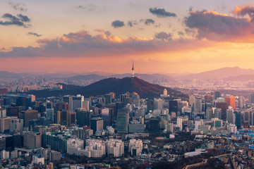Sunset at Seoul City Skyline,South Korea