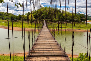 Beautiful of rope bridge in Kaeng Krachan National Park, Phetchaburi.Thailand