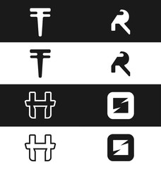 Vector abstract logo template set. Letter logo t, r, h, s