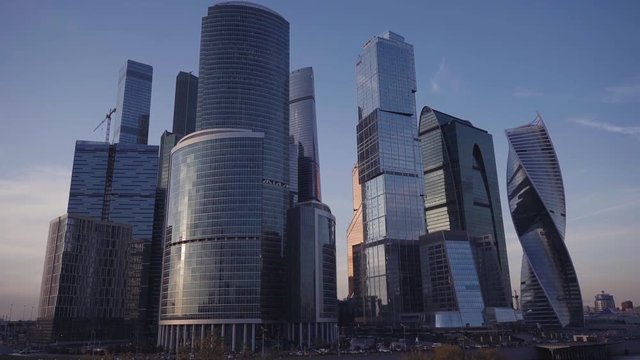 Moscow city at sunset
