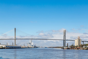 Suspension Bridge Over Industry on Savannah River