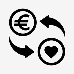 Money convert icon. Euro. Flat design style