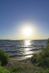 The entrance to the lake at sunset