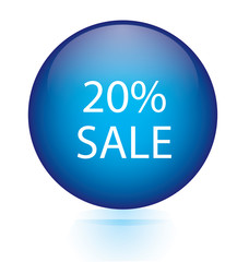 Sale twenty percent blue circular button