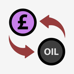 Money convert icon. Pound. Flat design style