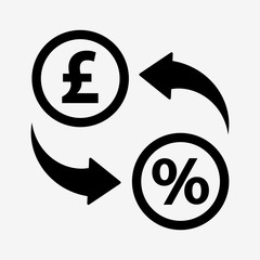 Money convert icon. Pound. Flat design style