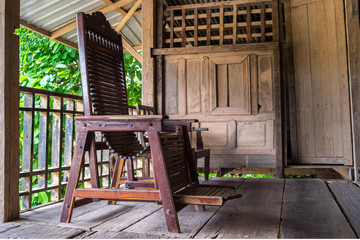 Naklejka na ściany i meble Classic and Retro Thai chair in Old Thai hoose.