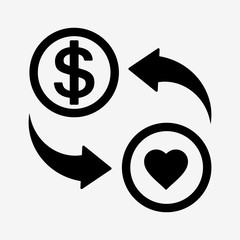 Money convert icon. USD. Flat design style