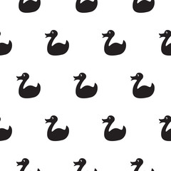 Duck black and white kid pattern. Baby duck toy vector seamless pattern for fabric print and apparel.