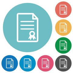 Flat certificate document icons