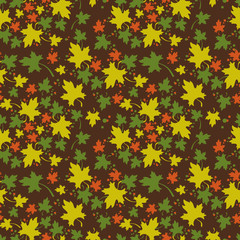 Naklejka na ściany i meble Leaf fall. Autumn seamless pattern with colorful maple leaves. Vector clip art.