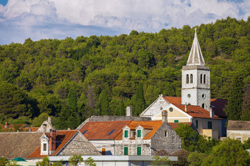 Fototapeta na wymiar Catholic church in town of Zlarin, on Zlarin island, Croatia