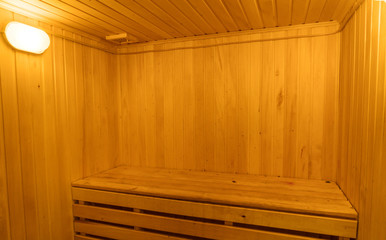 Wooden interior of traditional sauna