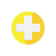 Flat Medical Hospital Icon With Long Shadow