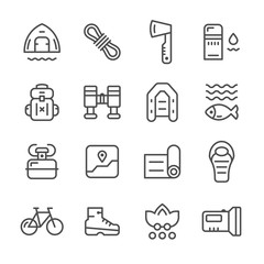 Set line icons of camping