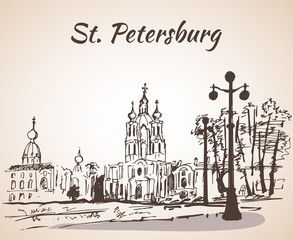 Fototapeta premium Smolny Cathedral in Saint-Petersburg, Russia