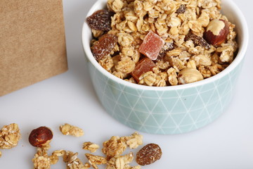 Oats and cereals on a bowl