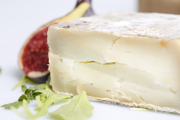 Tasty cheese close up with fig