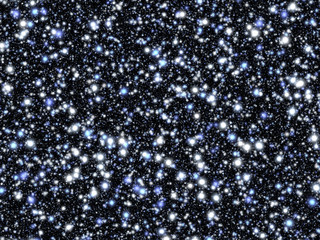 White and blue stars of different size and luminosity, in a black space.