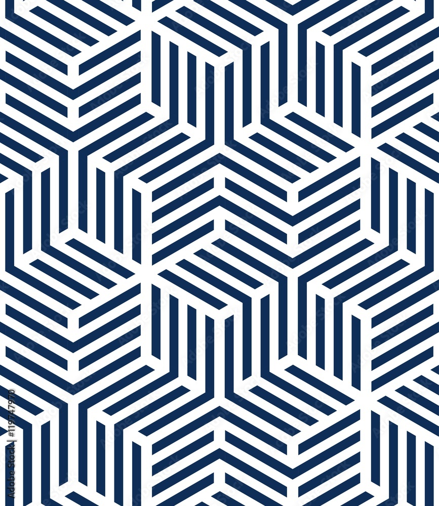 Wall mural vector seamless texture. modern abstract background. monochrome repeating pattern with hexagonal til