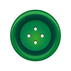 Sewing button, stud icon. Green sewing button isolated on white background. Vector illustration