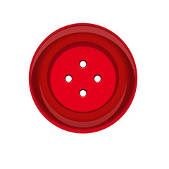 Sewing button, stud icon. Red sewing button isolated on white background. Vector illustration