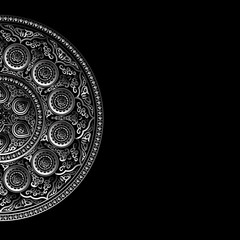 Black background with Silver Round Ornament Pattern - Arabic style