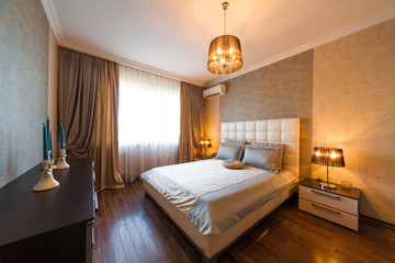 Interior. Bedroom classic, beige