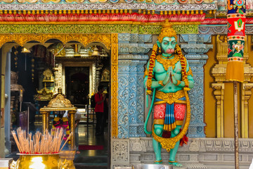 Hanuman's statue. Sri Krishnan Temple, Singapore