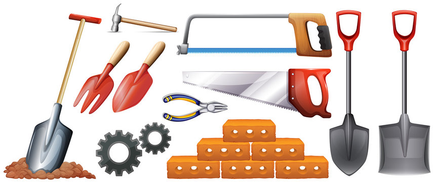 Different kinds of construction tools