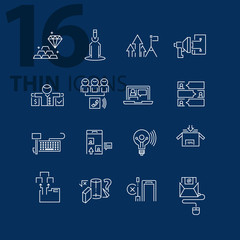Modern thin line icons set for business