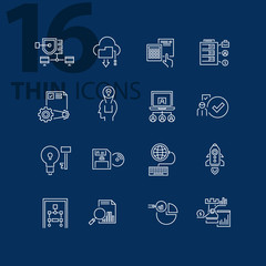 Modern thin line icons set for business