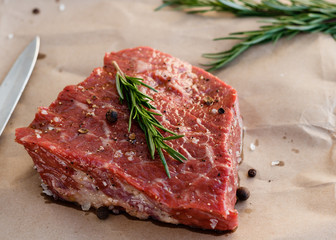 Raw beef steak