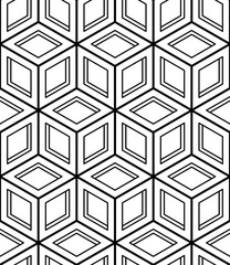 Black and white illusive abstract geometric seamless 3d pattern.